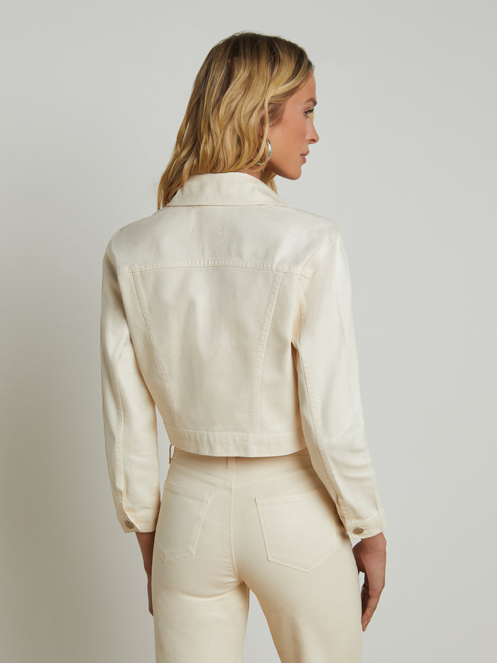 L'agence Veste En Denim Enduit Koda French Vanilla Coated