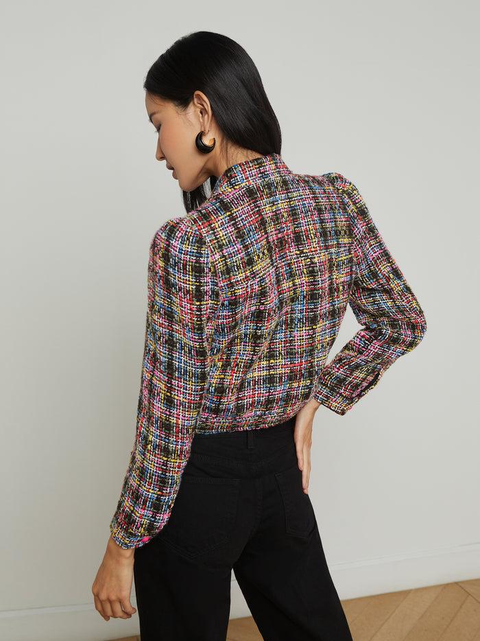 L'agence Veste En Tweed Kasey Black Multi Colorful Tweed