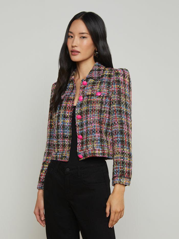 l'agence Veste en tweed Kasey Black Multi Colorful Tweed