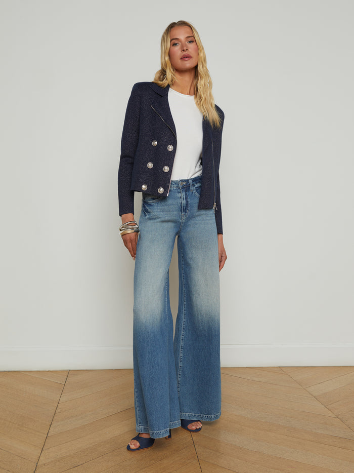 L'agence Veste Motard En Tricot Chia Midnight/Nickel