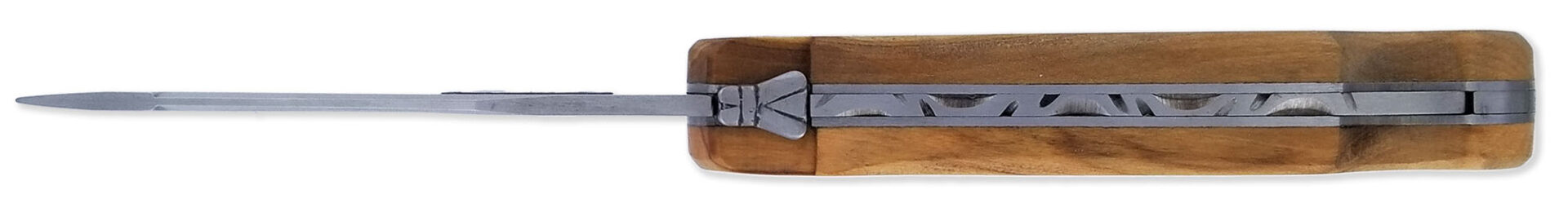 Laguiole Couteau De Chasse Cube Laguiole Arbalète Plein Manche Olivier Avec Gravure Bécasse 12cm