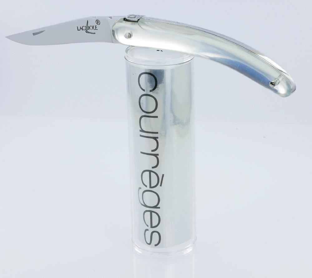 Laguiole Couteau Forge De Laguiole De Poche COURREGES Pour Femme Plein Manche Acrylique Miroir 1 Pièce Finition Brillante 9 Cm
