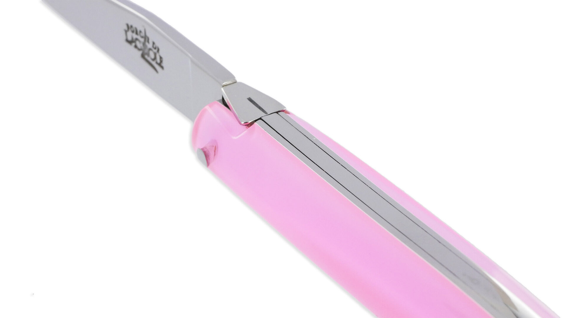 Laguiole Couteau Forge De Laguiole De Poche Wilmotte Pour Femme Plein Manche En Verre Acrylique Rose 1 Pièce Finition Brillante 9 Cm