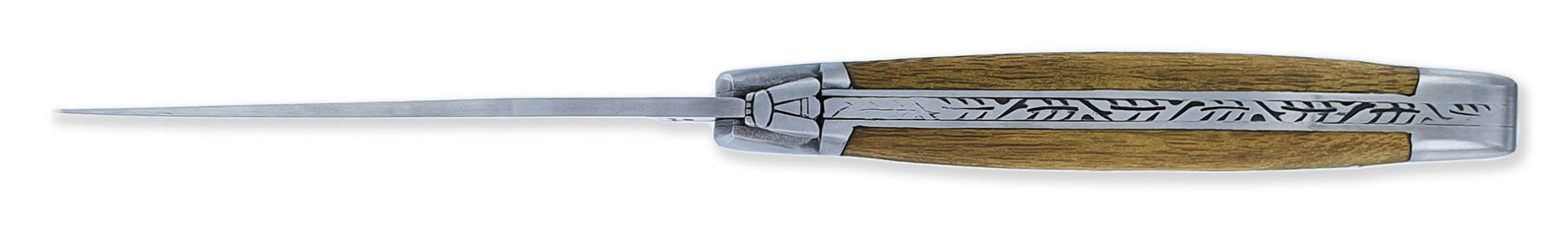 Laguiole Couteau Laguiole D’Antan Manche Acacia 2 Mitres Inox Brossé 1 Pièce 12cm