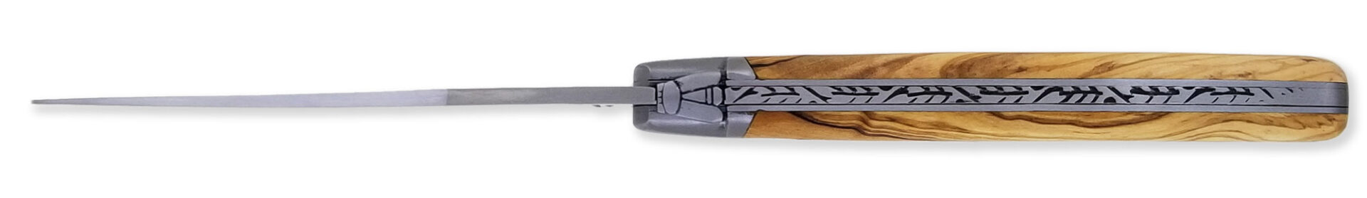 Laguiole Couteau Laguiole D’Antan Manche En Olivier 1 Mitre Inox Brossé 1 Pièce 12cm