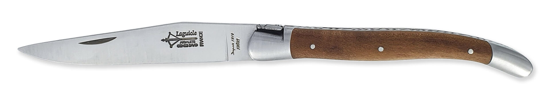 laguiole Couteau Laguiole d’Antan Manche en Poirier 2 Mitres Inox Brossé 1 Pièce 12cm