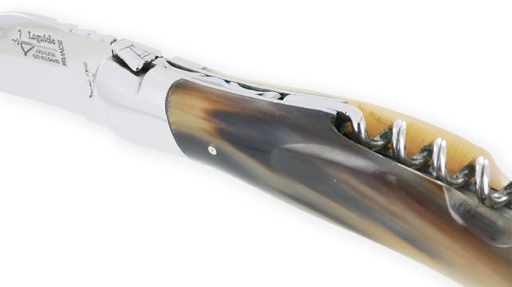 Laguiole Couteau Laguiole De Chasse Arbalète Avec Tire Bouchon Manche Pointe De Corne 12cm