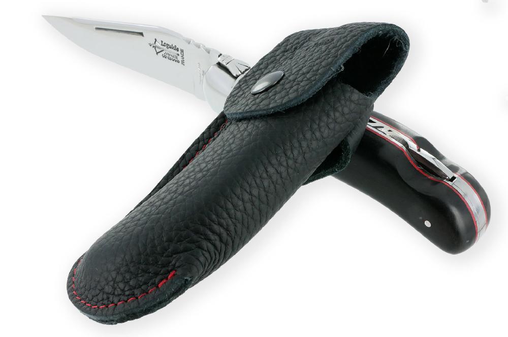 Laguiole Couteau Laguiole De Chasse Arbalète Manche Ebène Entretoises Rouges 12cm