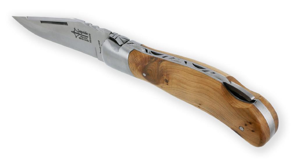 Laguiole Couteau Laguiole De Chasse Arbalète Manche Genévrier Inox Brossé 12cm