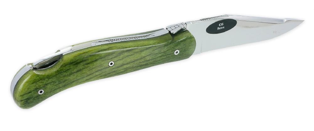 Laguiole Couteau Laguiole De Chasse Arbalète Manche Os Teinté Safari 12cm Finition Brillante