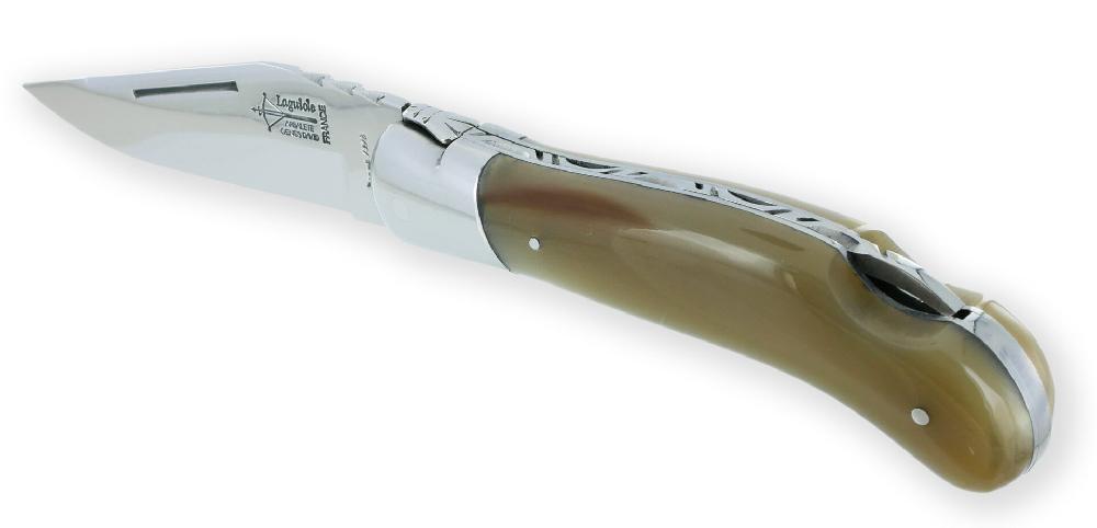 Laguiole Couteau Laguiole De Chasse Arbalète Manche Pointe De Corne 12cm
