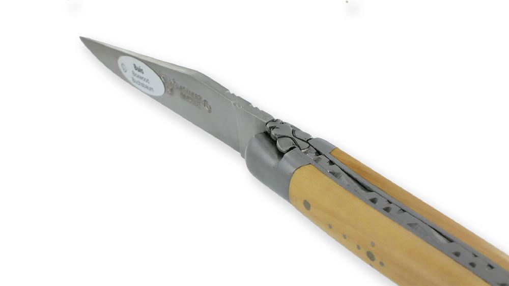 Laguiole Couteau Laguiole En Aubrac 1 Pièce 10cm Manche Buis Finition Brossée 2 Mitres Brossée 10cm