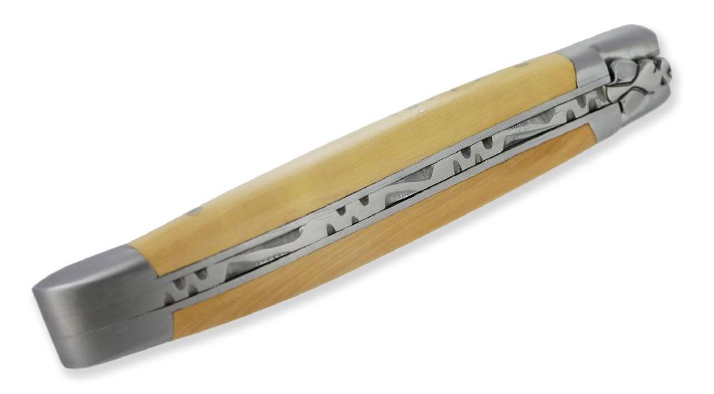 laguiole Couteau Laguiole en Aubrac 1 Pièce 10cm Manche Buis Finition Brossée 2 Mitres Brossée 10cm