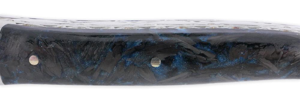 Laguiole Couteau Laguiole En Aubrac 1 Pièce 12 Cm Double Platines Carbone Pailleté Bleu Nacré 2 Mitres Inox Brossé Lame Inox Brossé Num3