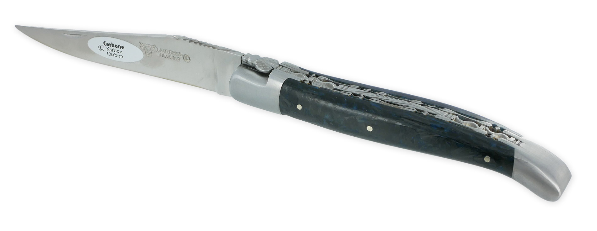 laguiole Couteau Laguiole en Aubrac 1 Pièce 12 cm Double Platines Carbone Pailleté Bleu Nacré 2 Mitres Inox Brossé Lame Inox Brossé Num 1 laguiole Couteau Laguiole en Aubrac 1 Pièce 12 cm Double Platines Carbone Pailleté Bleu Nacré 2 Mitres Inox Brossé Lame Inox Brossé Num 1