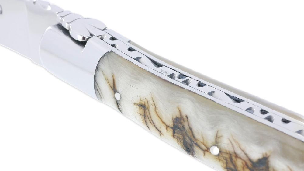 Laguiole Couteau Laguiole En Aubrac 1 Pièce 12 Cm Manche Croute De Bélier D’Ecosse 2 Mitres Inox Brillant