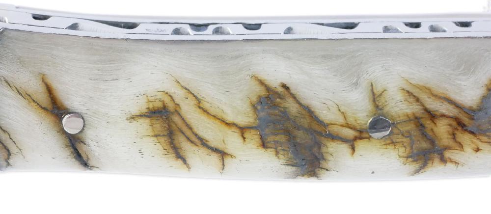 Laguiole Couteau Laguiole En Aubrac 1 Pièce 12 Cm Manche Croute De Bélier D’Ecosse 2 Mitres Inox Brillant