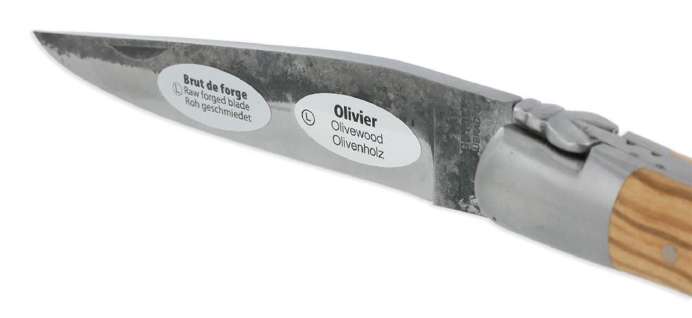Laguiole Couteau Laguiole En Aubrac 1 Pièce 12 Cm Manche Olivier Lame Brut De Forge 2 Mitres Inox Brossé
