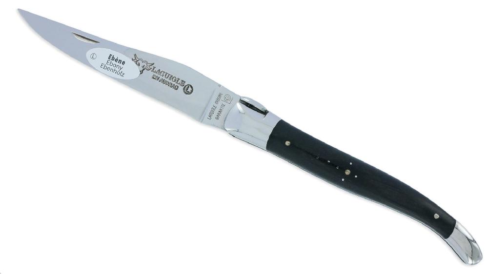 Laguiole Couteau Laguiole En Aubrac 1 Pièce 12 Cm Mouche En Forme De Ballon De Rugby Manche Ebène 2 Mitres Inox Brillant