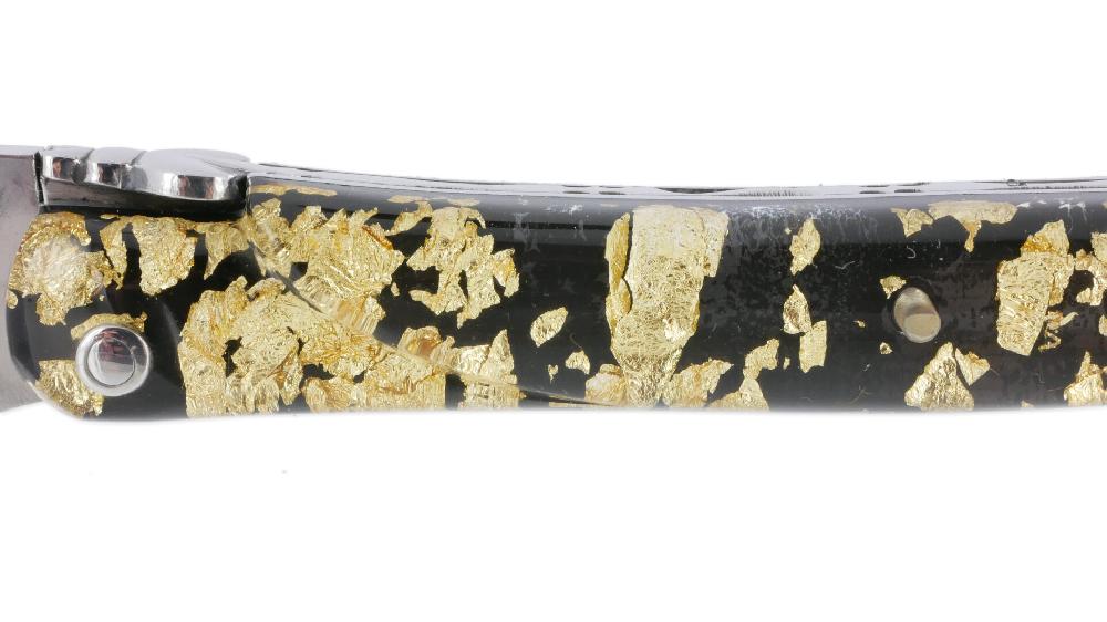 Laguiole Couteau Laguiole En Aubrac 1 Pièce 12 Cm Plein Manche Acrylique Pailleté Or Finition Brillante