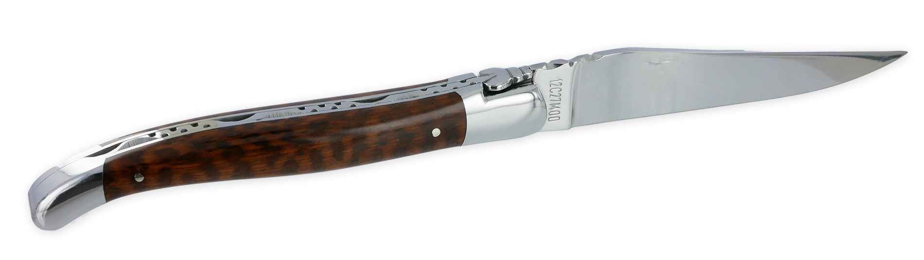 Laguiole Couteau Laguiole En Aubrac 1 Pièce 12cm Manche Amourette Avec Incrustation Marqueterie Fleur De Lys En Ivoire De Mammouth 2 Mitres Inox Brillant