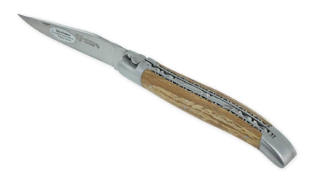 Laguiole Couteau Laguiole En Aubrac 1 Pièce 12cm Manche Bois D’Aubrac 2 Mitres Double Platines Finition Brossée