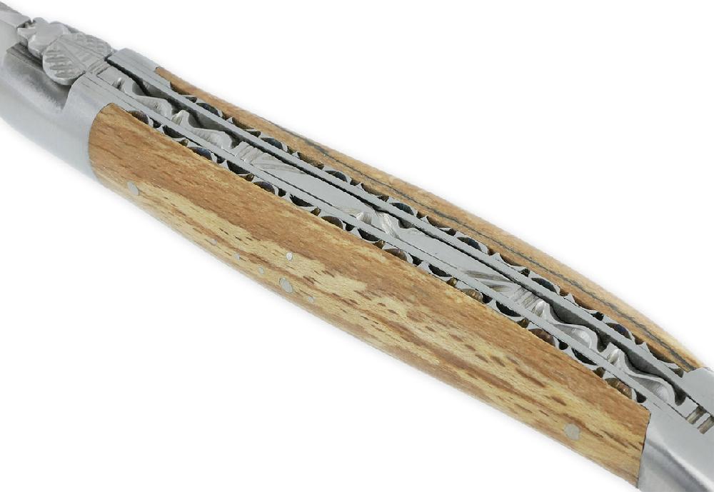 laguiole Couteau Laguiole en Aubrac 1 pièce 12cm Manche Bois d’Aubrac 2 Mitres Double Platines Finition Brossée