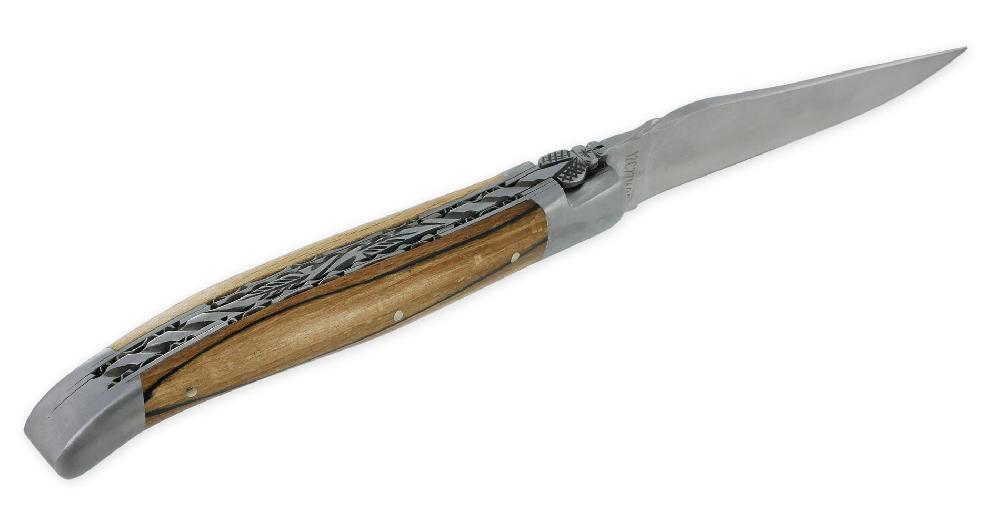 Laguiole Couteau Laguiole En Aubrac 1 Pièce 12cm Manche Bois D’Aubrac 2 Mitres Double Platines Finition Brossée NUM2