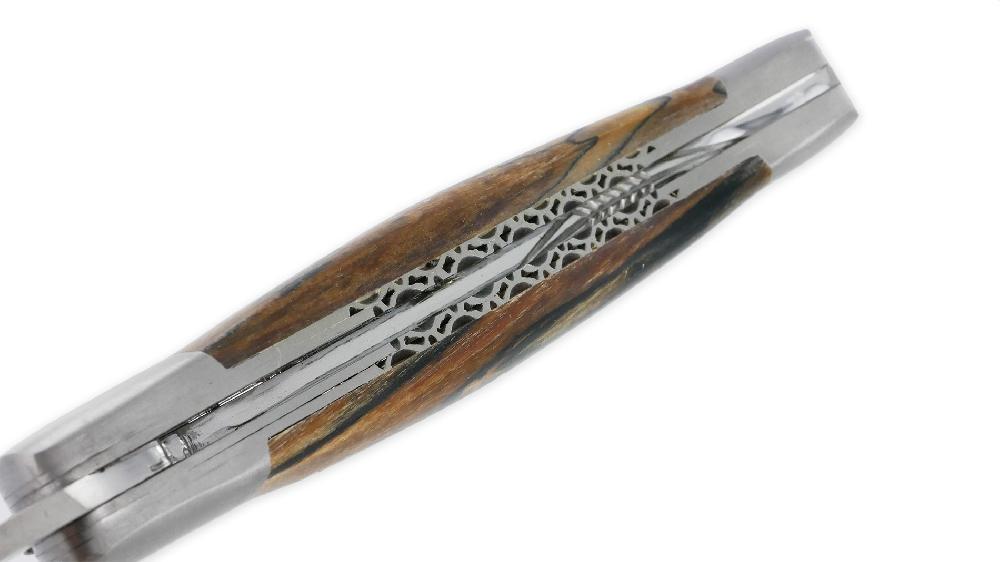 Laguiole Couteau Laguiole En Aubrac 1 Pièce 12cm Manche Bois D’Aubrac 2 Mitres Double Platines Finition Brossée NUM3