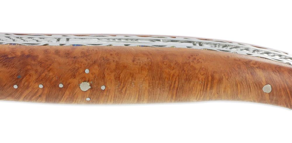 Laguiole Couteau Laguiole En Aubrac 1 Pièce 12cm Manche Bruyère 2 Mitres Double Platines Num1