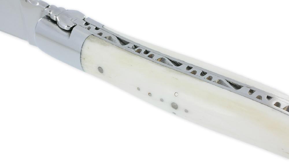 Laguiole Couteau Laguiole En Aubrac 1 Piece 12cm Manche Os 2 Mitres Inox Brillant