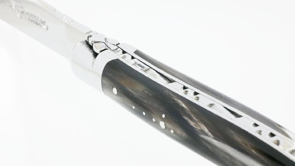 Laguiole Couteau Laguiole En Aubrac 1 Pièce Manche Buffle 2 Mitres Inox Brillant 10cm
