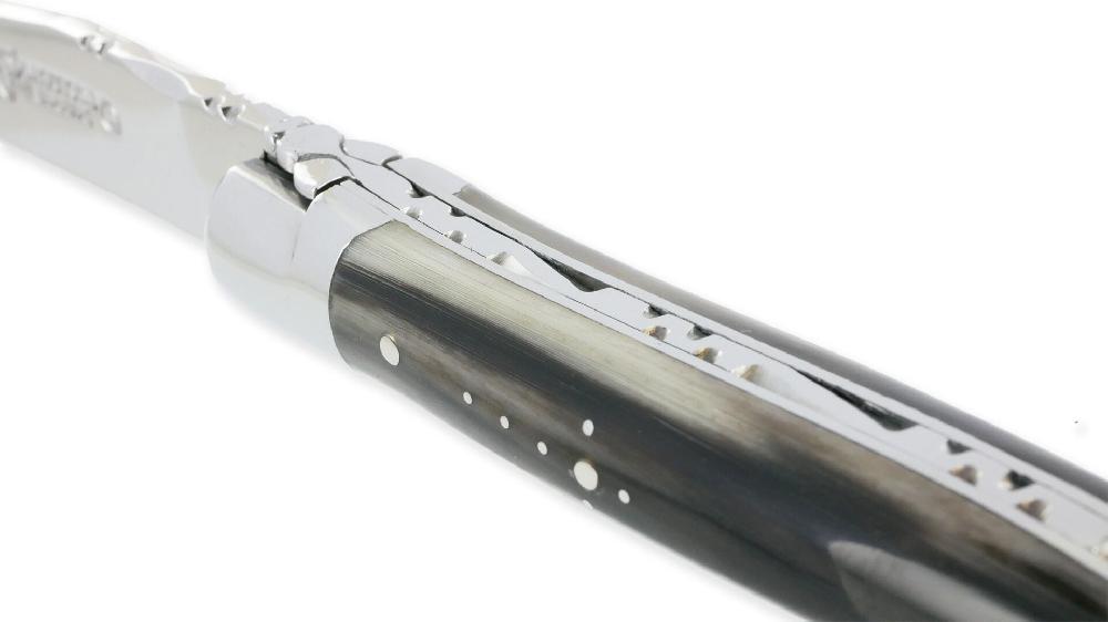 Laguiole Couteau Laguiole En Aubrac 1 Pièce Manche Pointe De Corne 2 Mitres Inox Brillant 10cm