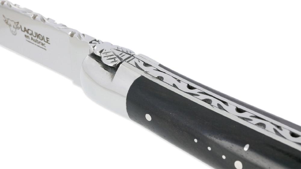 Laguiole Couteau Laguiole En Aubrac Crocus 1 Pièce 12 Cm Ebène 1 Mitre Inox Brillant