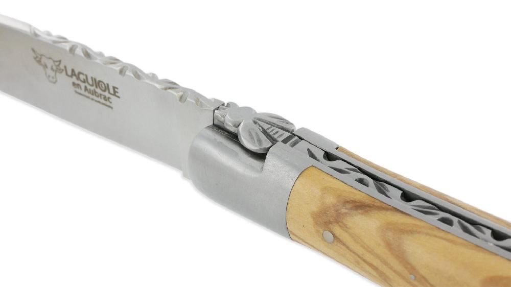 Laguiole Couteau Laguiole En Aubrac Crocus 1 Pièce 12 Cm Olivier 1 Mitre Inox Brillant