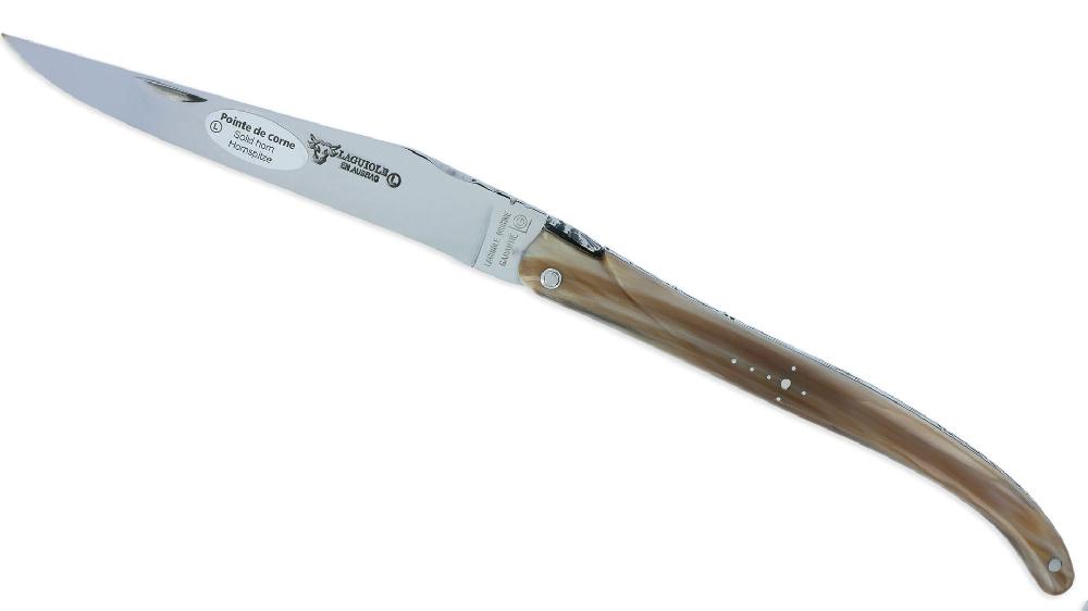 Laguiole Couteau Laguiole En Aubrac D’Autrefois 1 Pièce 14 Cm Pointe De Corne Plein Manche Lame Sandvik Brillante