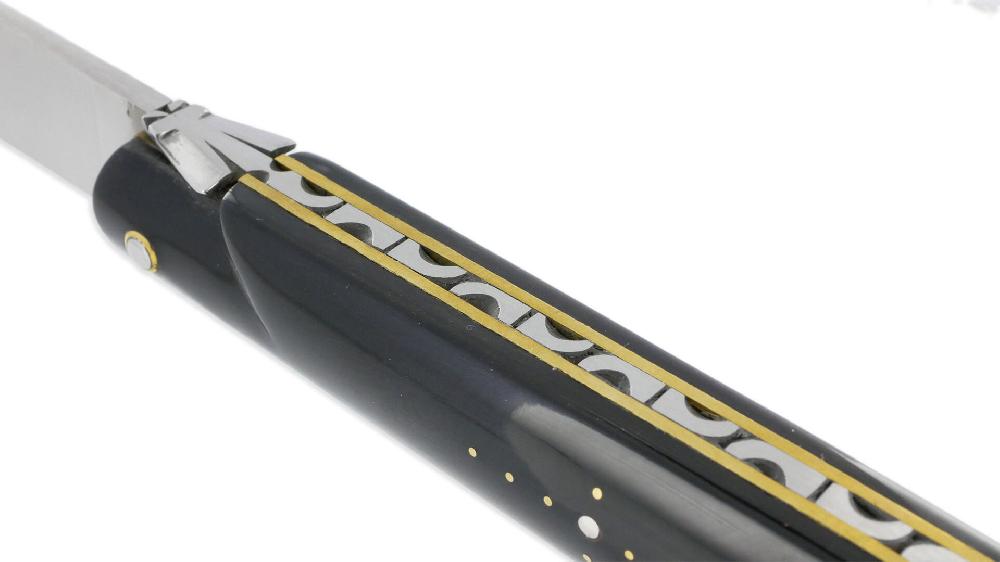 Laguiole Couteau Laguiole En Aubrac Droit 1 Pièce 13 Cm Buffle Plein Manche Lame Inox Brossé