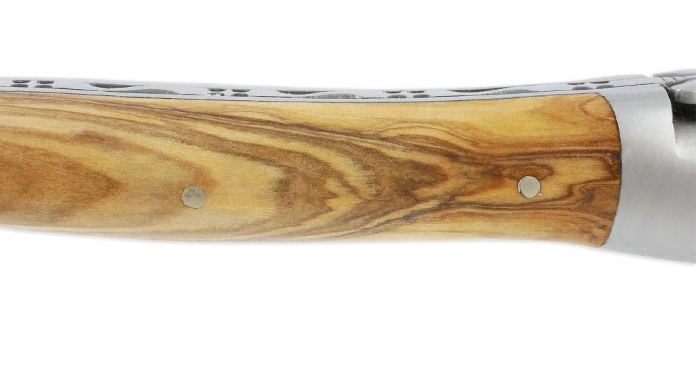 Laguiole Couteau Laguiole En Aubrac Grande Taille 1 Pièce 13 Cm Manche En Olivier 2 Mitres Inox Brossé