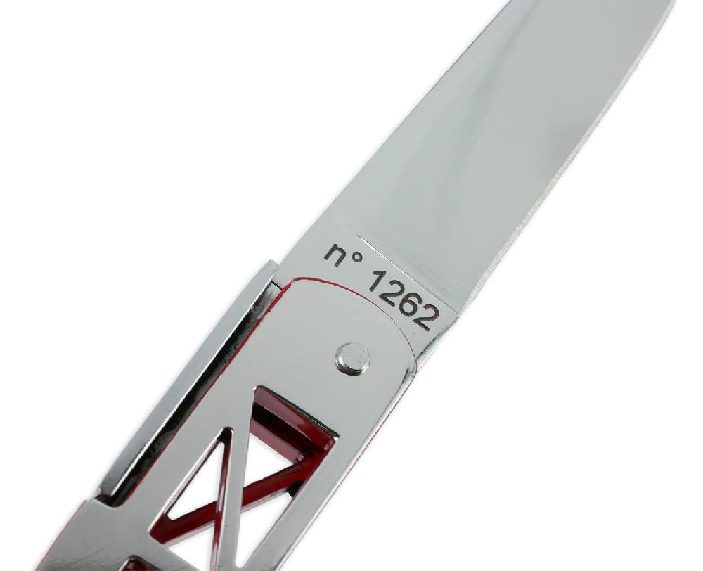 Laguiole Couteau Laguiole En Aubrac Origine GOLDEN GATE Plein Manche 12cm Rouge Et Poli Mirroir