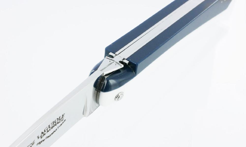 Laguiole Couteau Laguiole En Aubrac Origine Paquebot FRANCE Plein Manche 12cm Corian Blanc Et Bleu