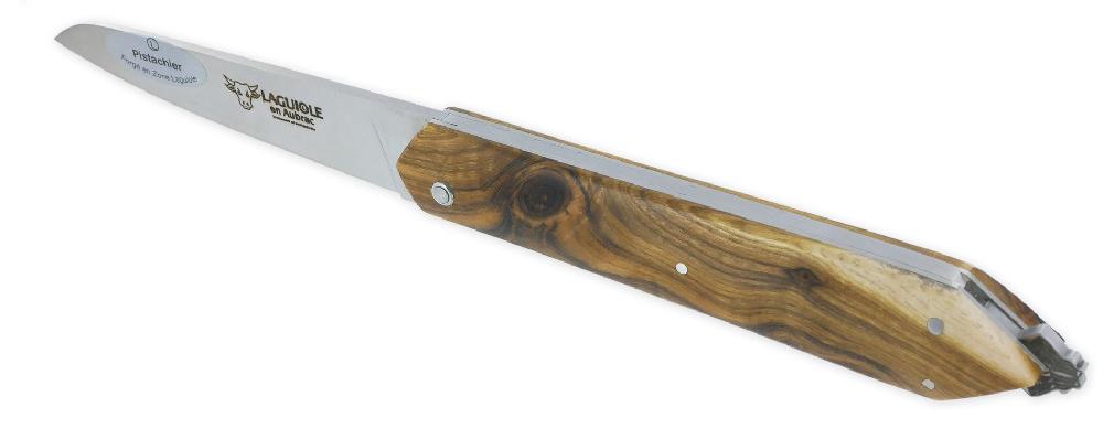 laguiole Couteau Pliant Laguiole en Aubrac “Le Bee-Back” en Pistachier Plein Manche Finition Brossé 11 5 cm
