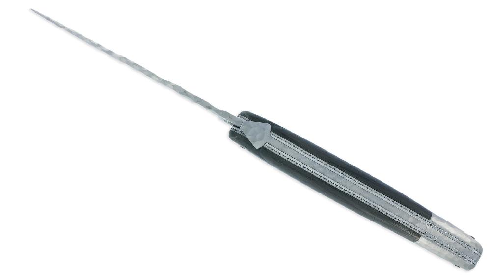 Laguiole Couteau Prestige Forge De Laguiole Rambaud Mitre Arrière Manche Fibre Carbone Double Platines Finition Silex