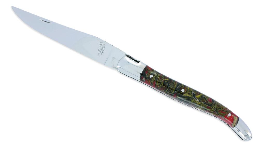 Laguiole Couteau Prestige Laguiole Manche Lichen Stabilisé Dans Résine 1 Pièce 12 Cm