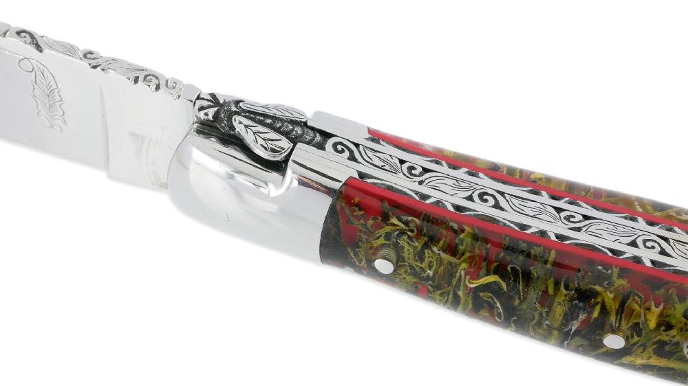 laguiole Couteau Prestige Laguiole Manche Lichen Stabilisé dans Résine 1 Pièce 12 cm