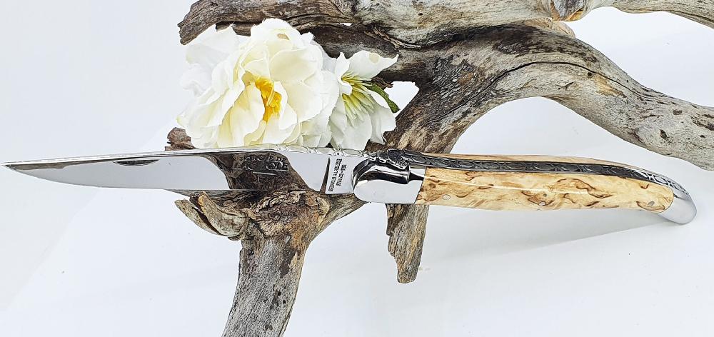 Laguiole Forge De Laguiole Knife Birch Wood Handle 1 Piece Shiny Stainless Steel 12cm