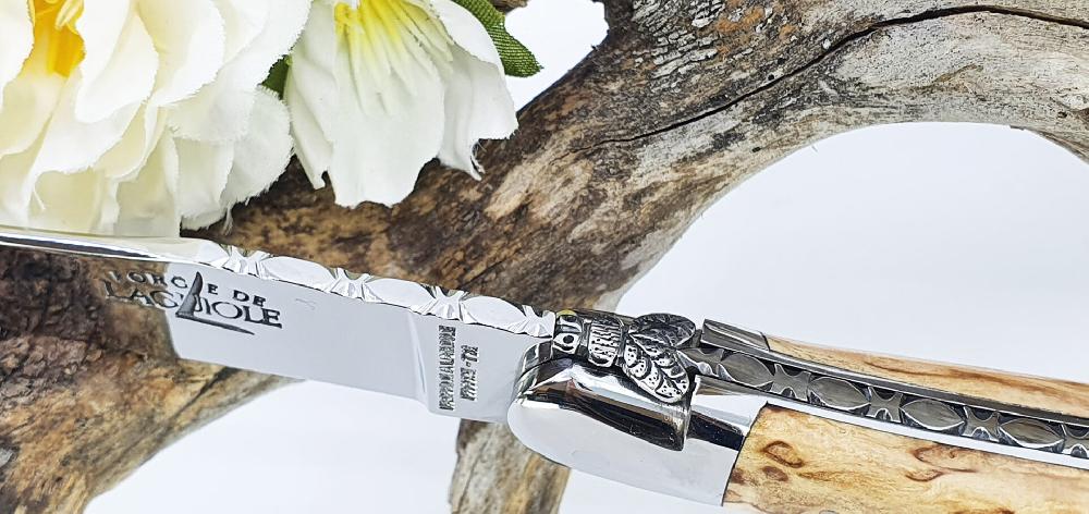 Laguiole Forge De Laguiole Knife Birch Wood Handle 1 Piece Shiny Stainless Steel 12cm