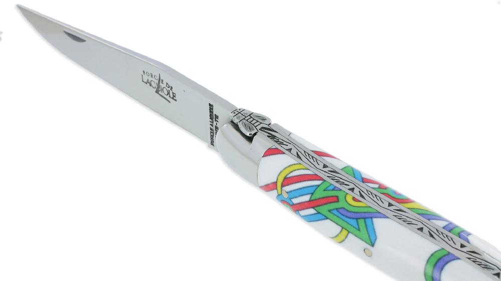 Laguiole Forge De Laguiole Knife Seize Altair Acrylic Handle Design SEIZE HAPPYWALLMAKER 1 Piece 2 Shiny Stainless Steel Bolsters 11cm
