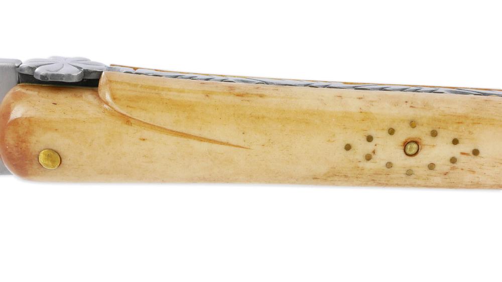 Laguiole Forge De Laguiole Prestige Lucky Knife Aged Bone Handle Full Handle 1 Piece 12 Cm