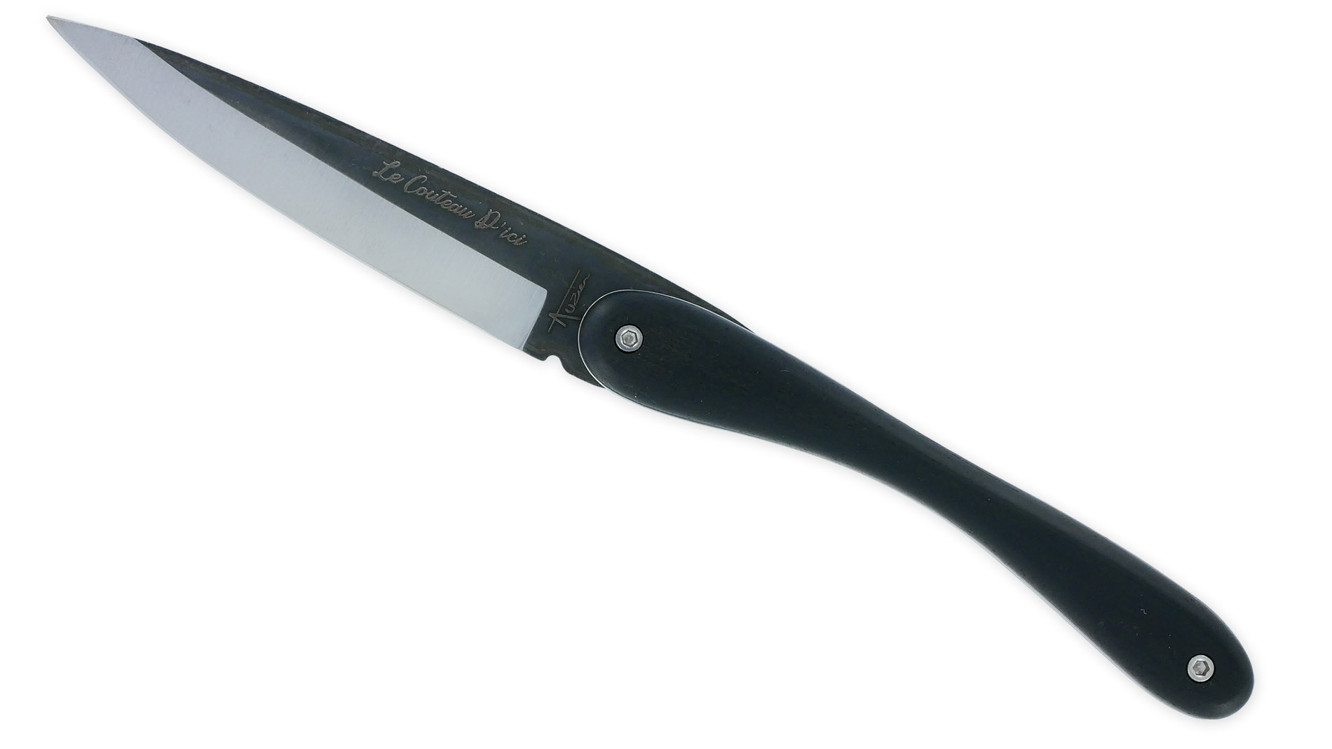 laguiole Laguiole en Aubrac Folding Knife “Le Couteau d’ici” Ebony Handle Brut de Forge Blade 11cm
