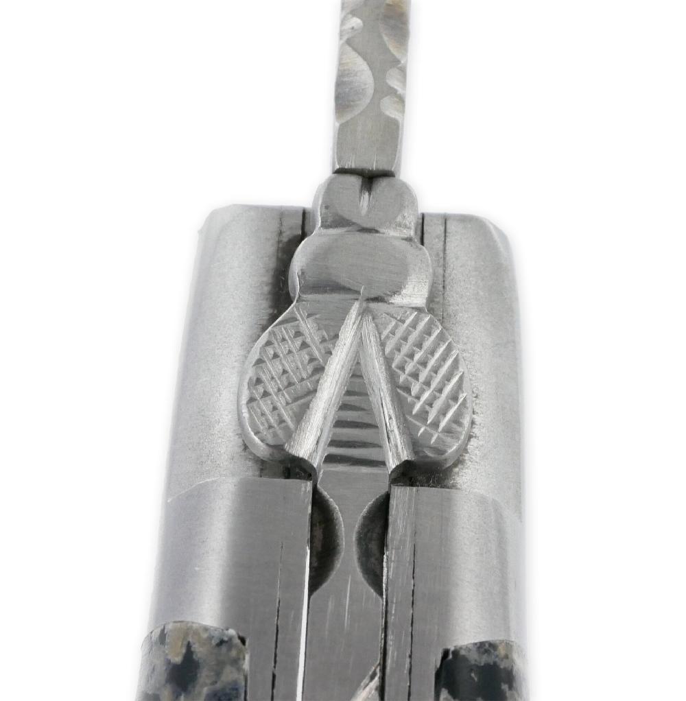 Laguiole Laguiole En Aubrac Knife 1 Piece 12 Cm Double Plates And Carved Spring Black Lava Stone Handle 2 Brushed Stainless Steel Bolsters Brushed Stainless Steel Blade